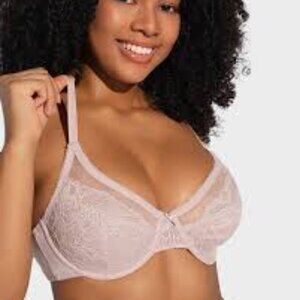 She Curve Full Coverage Lace Minimizer Bra Light Pink Size 36C